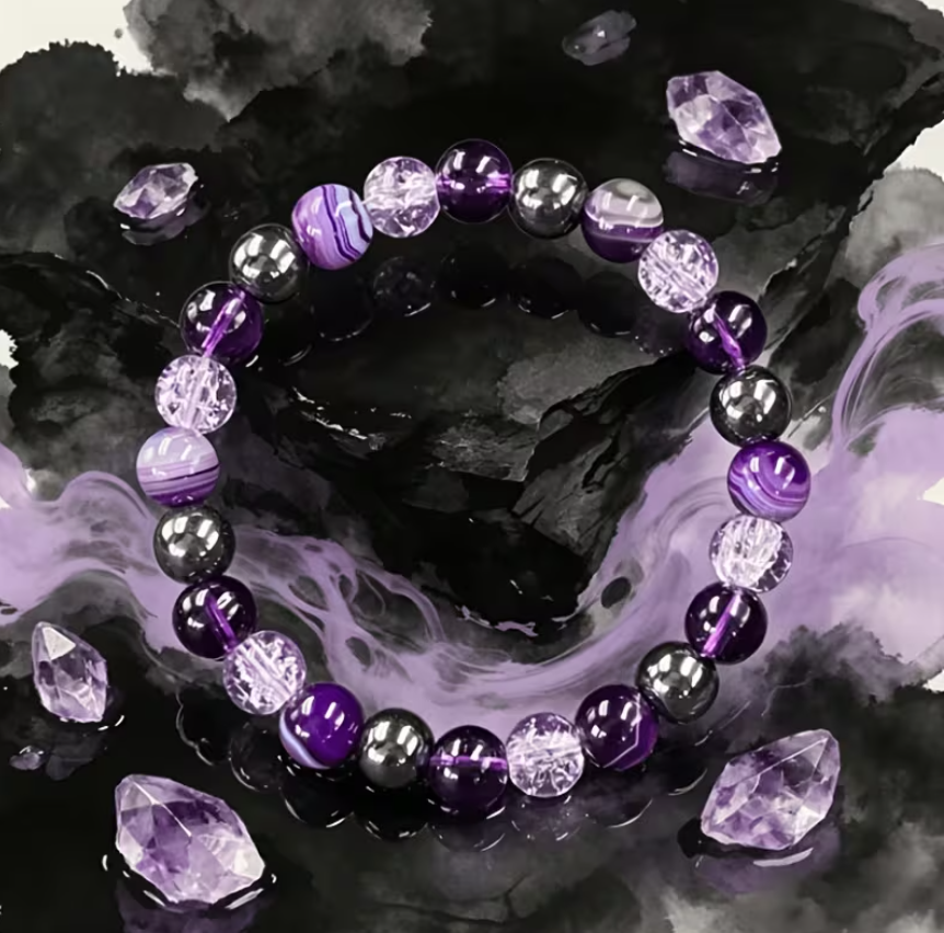 Bracelet Serenite & equilibre – Amethyste & Agate Naturelle (8 mm)