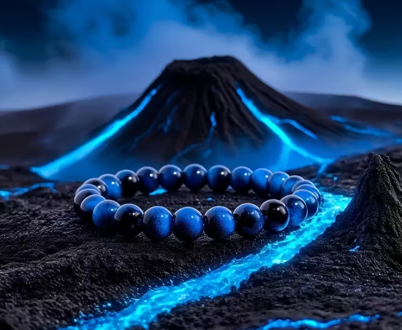 Bracelet Protection & Clarté Intérieure – Œil de Tigre Bleu Iridescent (Œil de Faucon)
