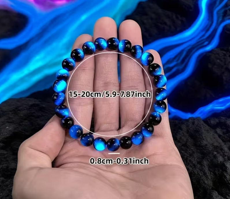 Bracelet Protection & Clarté Intérieure – Œil de Tigre Bleu Iridescent (Œil de Faucon)