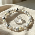 Bracelet Sérénité & Lumière Intérieure Anti dépression – Pierre de Lune, Howlite & Cristal Craquelé
