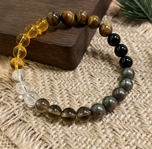 Bracelet d'Aura "Puissance Intérieure" – Œil de Tigre, Pyrite & Perles (8mm)
