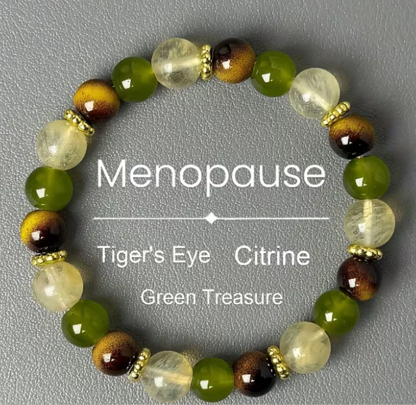 Bracelet Équilibre Ménopause – Œil de Tigre & Citrine (8 mm)