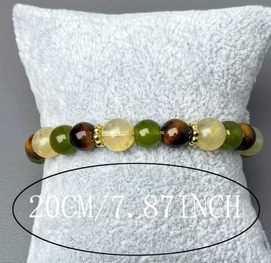 Bracelet Équilibre Ménopause – Œil de Tigre & Citrine (8 mm)